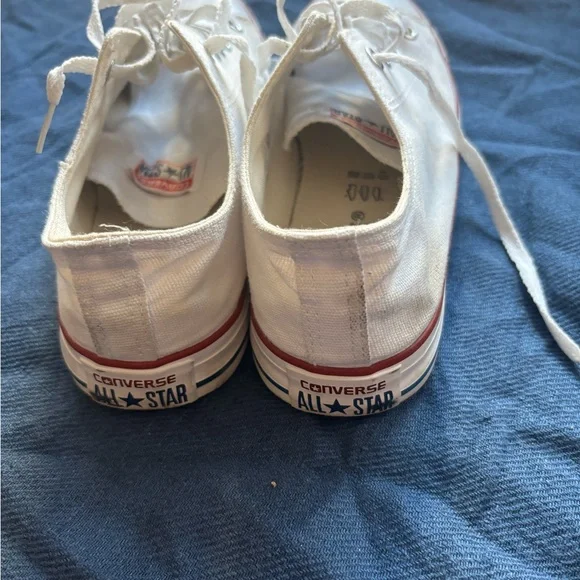 Converse White Canvas Low Top Sneakers with Red Stripe - Picture 4 of 4